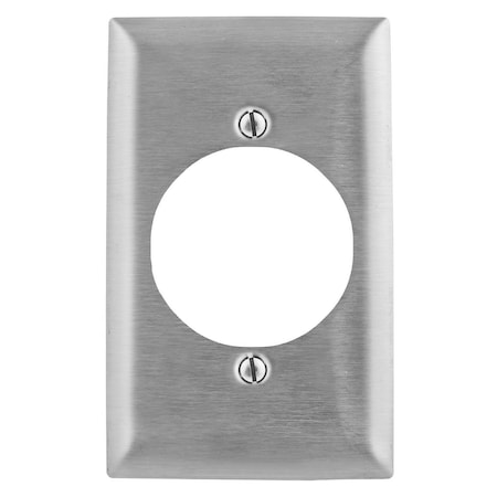 Hubbell Wiring Device-Kellems Wallplates and Boxes, Metallic Plates, 1- Gang, 1) 2.15" Opening, Jumbo, Stainless Steel SSJ723